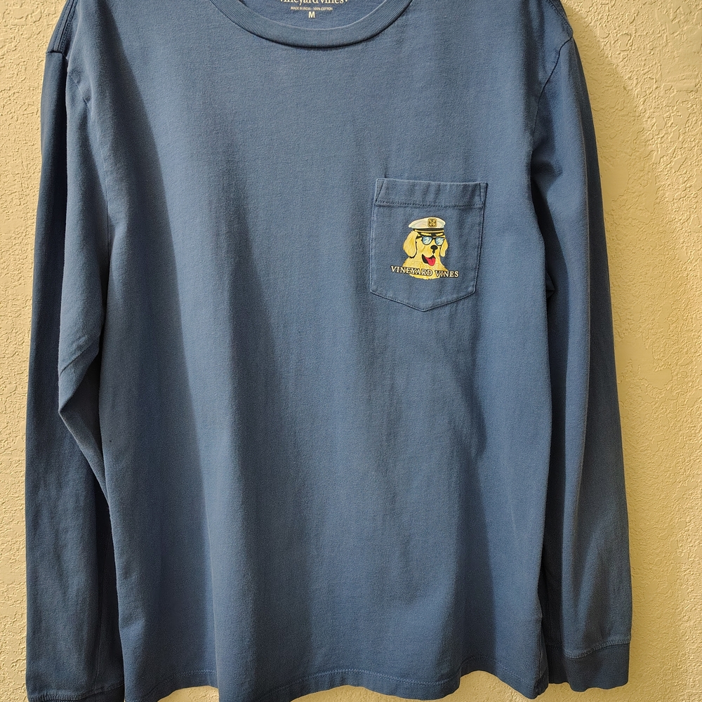 Vineyard Vines Long Sleeve 100% Cotton Life Of The Pawty T-Shirt Men's M Blue